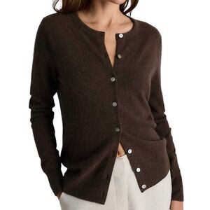 Quince mongolian cashmere brown cardigan sweater size M